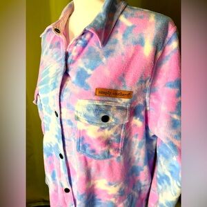 Super cute & cozy tie dye, button up top by Simply Southern.